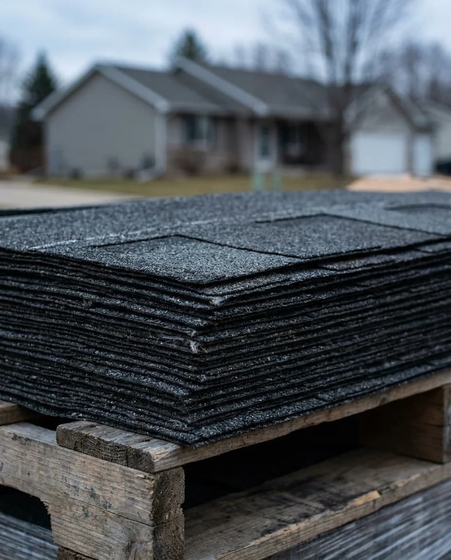 Close-up of shingle lines and flashing detail